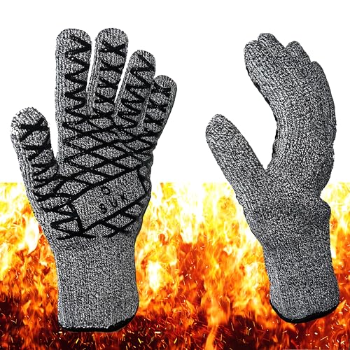 SOUK ONE Grillhandschuhe Hitzebeständig Anti-Schnitt Dutch Oven Handschuh Ofenhandschuhe Feuerfeste Handschuhe Backhandschuhe BBQ Topfhandschuhe Kochhandschuhe für Kochen Backen (Grau) von SOUK ONE
