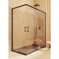 Duschabtrennung 2Schiebetüren + 2Festteilen, Ohne unterem Profil, reversibel, 6mm Sicherheitsglas Antikalk, 67,5-70 x 122,5-125cm - h= 195cm, Schwarz Duschabtrennung 2Schiebetüren + 2Festteilen, Ohne unterem Profil, reversibel, 6mm Sicherheitsglas Antikalk, 67,5-70 x 122,5-125cm - h= 195cm, Schwarz von SOULBATH