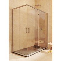 Duschabtrennung 2Schiebetüren + 2Festteilen, mit unterem Profil, reversibel, 6mm Sicherheitsglas Antikalk - 82,5-85 x 132,5-135cm – h= 195cm, Silber Duschabtrennung 2Schiebetüren + 2Festteilen, mit unterem Profil, reversibel, 6mm Sicherheitsglas Antikalk - 82,5-85 x 132,5-135cm – h= 195cm, Silber von SOULBATH