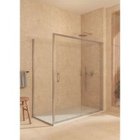 Duschabtrennung frontal + seitliches Festteil, mit unteres Profil, 6mm Sicherheitsglas Antikalk, 100-104cm x Seitenwand 67,5-70cm, H=195cm, Silber Duschabtrennung frontal + seitliches Festteil, mit unteres Profil, 6mm Sicherheitsglas Antikalk, 100-104cm x Seitenwand 67,5-70cm, H=195cm, Silber von SOULBATH