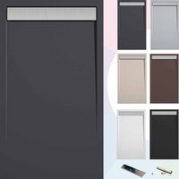 Duschwanne – Harz – Gelcoat – Glatte/Stein-Textur – Rutschfest – Farbe Anthrazit 110x90 Extra flach 3 cm INOX-Abdeckung - Soulbath Duschwanne – Harz – Gelcoat – Glatte/Stein-Textur – Rutschfest – Farbe Anthrazit 110x90 Extra flach 3 cm INOX-Abdeckung - Soulbath von SOULBATH