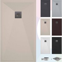 Duschwanne – Harz – Gelcoat – Glatte/Stein-Textur – Rutschfest – Farbe Creme - 140x100- Extra flach 3 cm. Standard - Soulbath von SOULBATH
