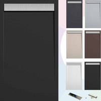 Duschwanne – Harz – Gelcoat – Glatte/Stein-Textur – Rutschfest – Farbe Schwarz 130x80 Extra flach 3 cm INOX-Abdeckung - Soulbath Duschwanne – Harz – Gelcoat – Glatte/Stein-Textur – Rutschfest – Farbe Schwarz 130x80 Extra flach 3 cm INOX-Abdeckung - Soulbath von SOULBATH