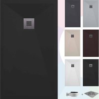 Duschwanne – Harz – Gelcoat – Glatte/Stein-Textur – Rutschfest – Farbe Schwarz - 170X70- Extra flach 3 cm. Standard - Soulbath von SOULBATH