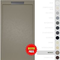 Duschwanne – Harz – Gelcoat – Glatte/Stein-Textur – mokka – Rutschfest- 100x80 Extra flach 3 cm – Elegantes Design - Soulbath von SOULBATH