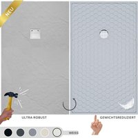 Duschwanne aus Harz und Faser – Robust und ultraleicht – Schieferstruktur – Weiß – 110X70 – Extra flach + Ablaufventil und Abdeckung - Soulbath Duschwanne aus Harz und Faser – Robust und ultraleicht – Schieferstruktur – Weiß – 110X70 – Extra flach + Ablaufventil und Abdeckung - Soulbath von SOULBATH