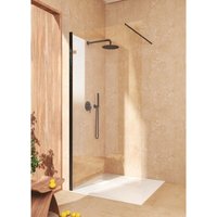 Feste Duschwand, einfache Installation Soulbath 8 mm Sicherheitsglas mit Antikalk-Beschichtung, 100 cm breit x 200 cm hoch, Profil in Mattschwarz von SOULBATH