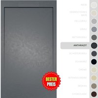 Soulbath - Ultra flache, rutschfeste Duschwanne – Harz Gelcoat – Glatte/Stein-Textur – anthrazit - 170x90 - Integrierte Abdeckung in gleicher Farbe von SOULBATH