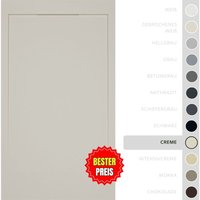 Soulbath - Ultra flache, rutschfeste Duschwanne – Harz Gelcoat – Glatte/Stein-Textur – creme - 120x90 - Integrierte Abdeckung in gleicher Farbe von SOULBATH