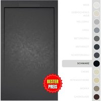 Soulbath - Ultra flache, rutschfeste Duschwanne – Harz Gelcoat – Glatte/Stein-Textur – schwarz - 110x90 - Integrierte Abdeckung in gleicher Farbe von SOULBATH