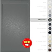 Ultra flache, rutschfeste Duschwanne – Harz Gelcoat – Glatte/Stein-Textur – zementgrau - 150x80 - Integrierte Abdeckung in gleicher Farbe - Soulbath von SOULBATH