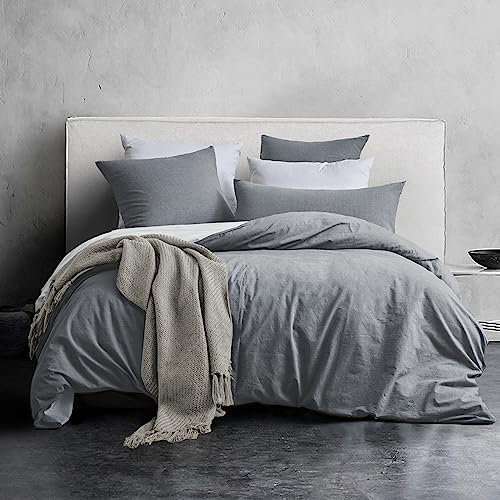 SOULFUL Bettwäsche 135x200 Baumwolle 4 Teilig, Bettwäsche-Sets Dunkelgrau mit Reißverschluss, Ähnliche Textur wie Stone Washed Leinen, Enthält 2 Bettbezug 135x200 und 2 Kissenbezug 80x80 SOULFUL Bettwäsche 135x200 Baumwolle 4 Teilig, Bettwäsche-Sets Dunkelgrau mit Reißverschluss, Ähnliche Textur wie Stone Washed Leinen, Enthält 2 Bettbezug 135x200 und 2 Kissenbezug 80x80 von SOULFUL