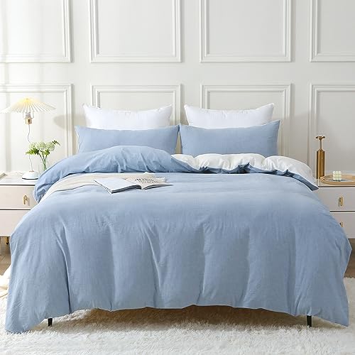 SOULFUL Bettwäsche 155x220 Baumwolle 2 Teilig, Bettwäsche-Sets Haiya Blue mit Reißverschluss, Ähnliche Textur wie Stone Washed Leinen, Enthält 1 Bettbezug 155x220 und 1 Kissenbezug 80x80 SOULFUL Bettwäsche 155x220 Baumwolle 2 Teilig, Bettwäsche-Sets Haiya Blue mit Reißverschluss, Ähnliche Textur wie Stone Washed Leinen, Enthält 1 Bettbezug 155x220 und 1 Kissenbezug 80x80 von SOULFUL