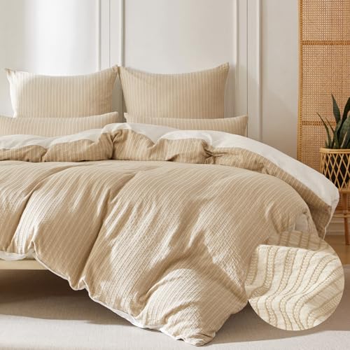 SOULFUL Bettwäsche 220x240 Baumwolle Gestreift, Jacquard Textur Bettwäsche-Set Enthält 1 Bettbezug 220x240 und 2 Kissenbezug 80x80, Bequem und Atmungsaktiv, Öko-Tex 100 Zertifiziert, Helles Khaki SOULFUL Bettwäsche 220x240 Baumwolle Gestreift, Jacquard Textur Bettwäsche-Set Enthält 1 Bettbezug 220x240 und 2 Kissenbezug 80x80, Bequem und Atmungsaktiv, Öko-Tex 100 Zertifiziert, Helles Khaki von SOULFUL