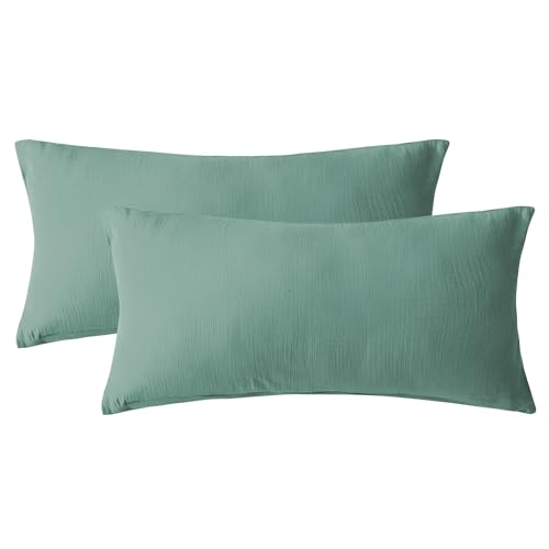 SOULFUL Muslin Kissenbezug 40x80 Baumwolle, Bean Green von SOULFUL