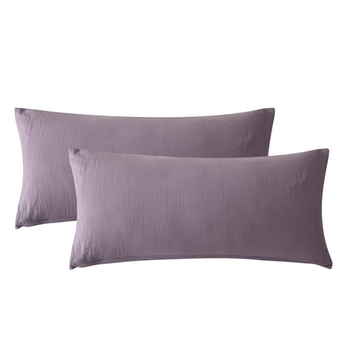 SOULFUL Doppelte Muslin Kissenbezug 40x80 Baumwolle, Dunkelviolett von SOULFUL