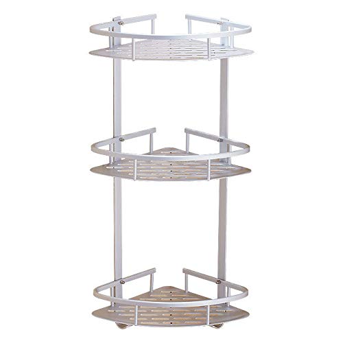 Badezimmer-Eckregal, platzsparend, 3 Etagen mit Haken, Badezimmer-Eckregal, Duschregal, Organizer, Tassenordner, 56 x 23 x 30 cm von SOULONG