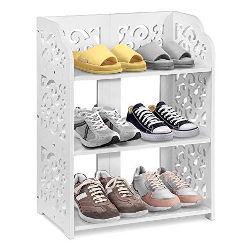 SOULONG Geschnitzter Schuhschrank, freistehender Schuhschrank, stapelbares Regal für Eingangsbereich, Wohnzimmer, 40 x 23 x 51 cm von SOULONG