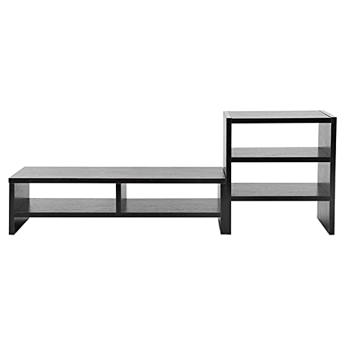 Monitorständer, Holz Monitor Stand Bildschirm Laptop Ständer, Computerständer Schreibtisch Organizer, Halterung für Monitorerhöhung + 3 Ablagen von SOULONG