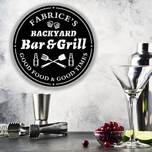 SOULSIS Personalisierte Bar und Grill Schild Metall Wandkunst | Indoor Outdoor Home Decor | Für Hausbar | Einzugsgeschenk Custom Bar Plaque Personalisiertes Metall Bar Schild von SOULSIS