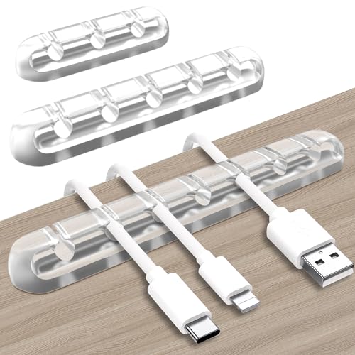 SOULWIT® Kabelhalter Kabelclips, [3 Stück] kabelmanagement Selbstklebend Kabel Organizer Vielzwecke Kabelführung Set für Schreibtisch Computer PC, USB Ladekabel, ZuhauseBüro von SOULWIT