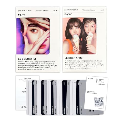 SOURCE MUSIC Ent. LE SSERAFIM - 3rd Mini Album [EASY] (Weverse Albums Ver. - SET) Outer Box + Card + QR Photocard + User Guide + 2 Pin Badges + 5 Extra Photocards von SOURCE MUSIC Ent.
