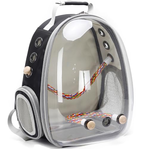 SOURCER Rucksack für Vögel, Bubble Bird Travel Carrier Rucksack mit Edelstahl-Tablett und Stehstange von SOURCER
