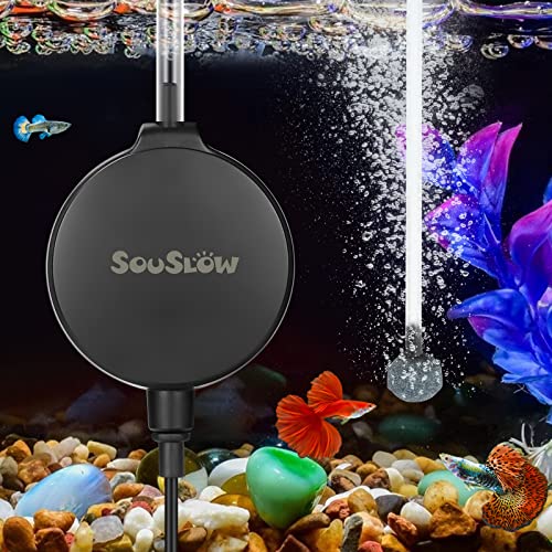 SOUSLOW Aquarium-Luftpumpe, Mini-Luftpumpe, Sauerstoff, mit Blasenstein und Rückschlagventil, 1.3 W, 0.45L/H von SOUSLOW