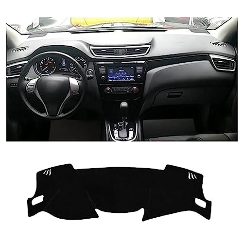 Auto Armaturenbrett Abdeckmatte für Nissan Qashqai J11 2014-2020, Armaturenbrett Abdeckung Matte Sonnenschutz Teppich Schutzpolster Instrument Panel Zubehör,A/LHD-Black Side von SOUTES
