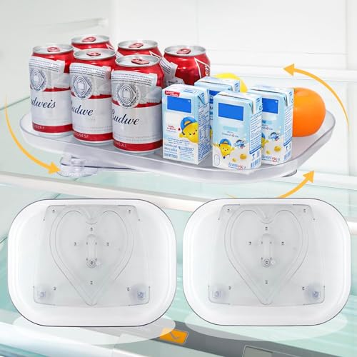 2er-Pack ABS Drehbare Tabletts für Küche und Kühlschrank, Transparent, BPA-Frei, 35x25cm - Ideal für Gewürze, Obst und Organisation von SOUTH AREA