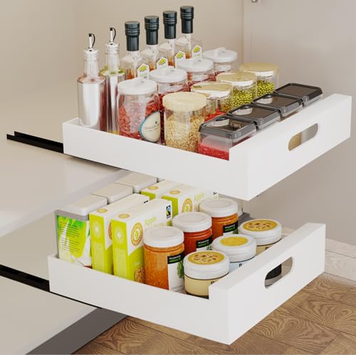 SOUTHGATE Ausziehbarer Schrank Organizer, 43Lx40Wx8H Küchenschrank Organizer Ausziehbar, Robuste Schublade [Kein Bohren und Nageln Erforderlich], Teleskopschublade für Küche, Wohnzimmer und Zuhause von SOUTHGATE