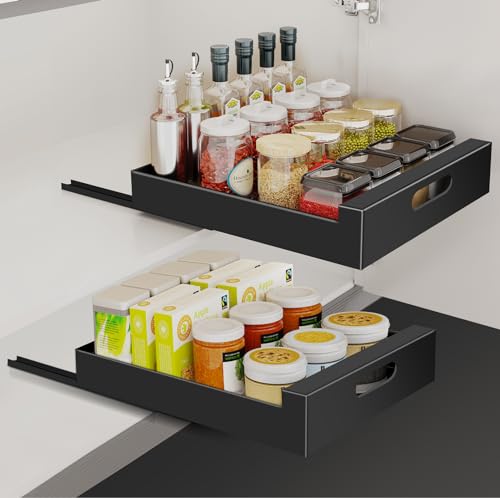 SOUTHGATE Ausziehbarer Schrank Organizer, 43Lx40Wx8H Küchenschrank Organizer Ausziehbar, Robuste Schublade [Kein Bohren und Nageln Erforderlich], Teleskopschublade für Küche, Wohnzimmer und Zuhause von SOUTHGATE