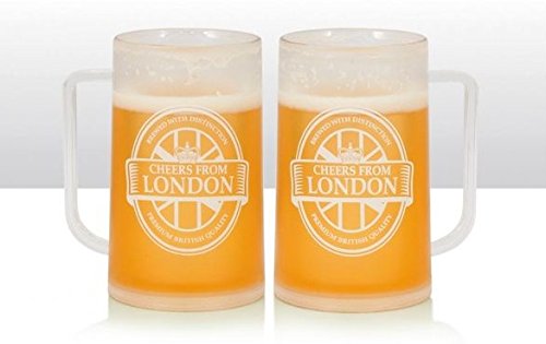 Cheers aus London London Bier Becher London Bierkrug Frosty Pint Becher London Souvenir Tasse Glas 400?ml von SOUVENIRZ