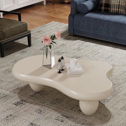 SOUWOFS Moderner Couchtisch, 105Cm Couchtisch in Wolkenform, Mitteltisch Teetisch Akzentmöbel Tisch Sofa Beistelltisch Für Wohnzimmer, Home Office (Weiß Klein) von SOUWOFS