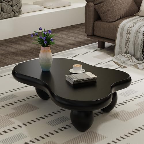 Wolken-Couchtisch 105CM Niedlicher Moderner Teetisch, Einzigartiger Teetisch Unregelmäßiger Tisch Für Den Innenbereich, Wohnzimmer Mit 3 Beinen, Einfach Zu Montieren (Schwarz Klein) von SOUWOFS