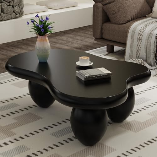 Wolken-Couchtisch 117CM Niedlicher Moderner Teetisch, Einzigartiger Teetisch Unregelmäßiger Tisch Für Den Innenbereich, Wohnzimmer Mit 3 Beinen, Einfach Zu Montieren (Schwarz Groß) von SOUWOFS