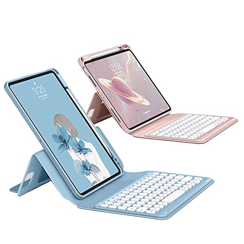 Vertikale magnetische iPad Air 5. Generation 4. Generation 27,7 cm (11 Zoll) Tastaturhülle iPad Pro 11, runde Tastatur, Magnet, abnehmbar, transparente Rückseite mit Stifthalter, Rosa von SOUYOYIHI