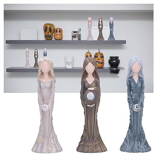 3PCS Dreifache Göttin Statue Dreifache Mondgöttin Statue Jungfrau Mutter Crone Figur Handgefertigte Kunstharz-Ornamente Trilogie der feministischen Figurenskulptur von SOVORM