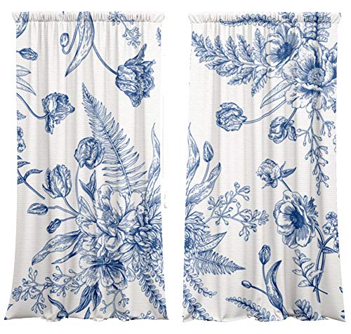 Vorhang-Set mit Tunnelzug, Blickdicht (2er Set) Blue Flower von SOWE