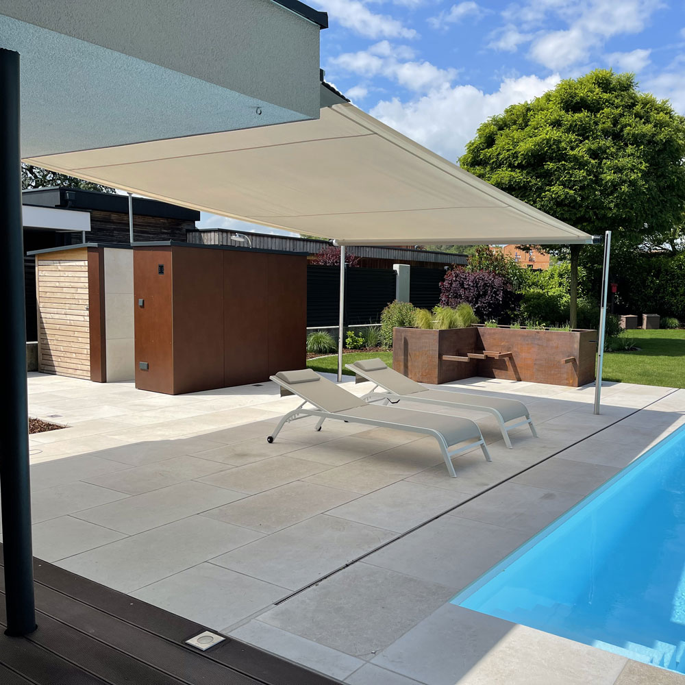 Aufrollbares Sonnensegel SHADE INOX | 4x3 m | Stoff: Uni, sand von SOWERO