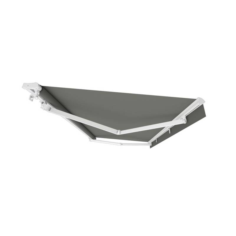 Gelenkarmmarkise S-Basic | 4x3 m | Stoff: Uni, anthrazit | Gestell: Weiß | SOWERO Gelenkarmmarkise Kurbelantrieb von SOWERO
