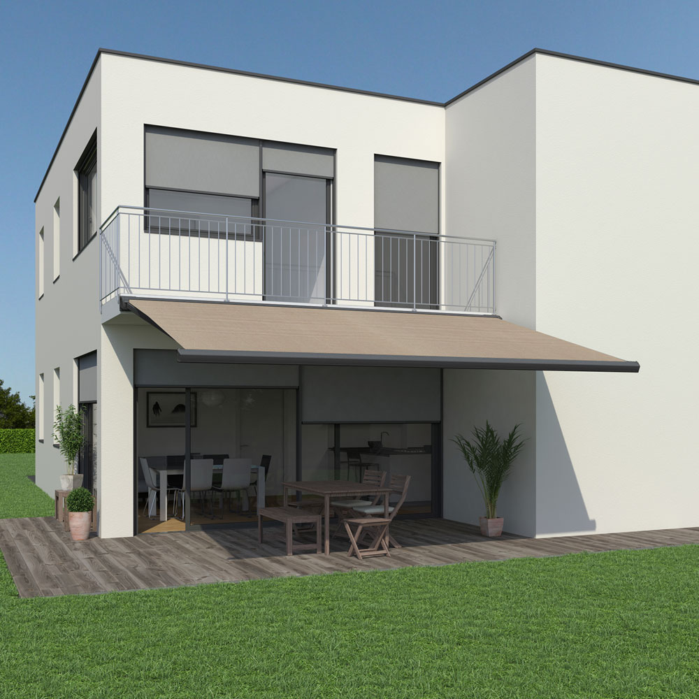 Kassettenmarkise K300-Fine | 4x2,5 m | Stoff: beige | Gestell: Anthrazit | Bedienung: Funkmotor inkl. Handsender Kassettenmarkise K300-Fine | 4x2,5 m | Stoff: beige | Gestell: Anthrazit | Bedienung: Funkmotor inkl. Handsender von SOWERO