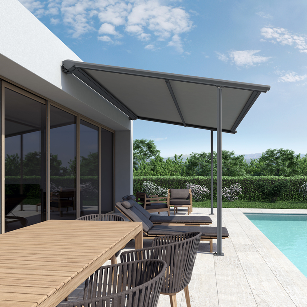 Pergolamarkise Pergo-ST | 5x5 m | Stoff: Uni, anthrazit | Gestell: Anthrazit | SOWERO Pergolamarkise Funkmotor inkl. Handsender Pergolamarkise Pergo-ST | 5x5 m | Stoff: Uni, anthrazit | Gestell: Anthrazit | SOWERO Pergolamarkise Funkmotor inkl. Handsender von SOWERO