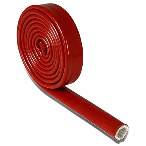 Kabel SchläUche,Kabel Schutz 1Meter Dia schwarz/rot Hochtemperaturbeständiger feuerhemmender Gehäuserohr Verdicken Isolier-Silikon-Fiberglas-Röhrchen (Color : Red, Size : 25mm) von SOWUDM