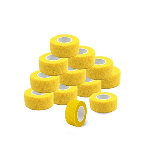 Kinesio Tape Packung mit 12 Stück Selbst Adherent Wrap Klebeband Kohäsivbinden Flexible Stretch sportlich Starke elastische for Sprunggelenk Knie Tape Kinesio (Color : 2.5cm Yellow) von SOWUDM