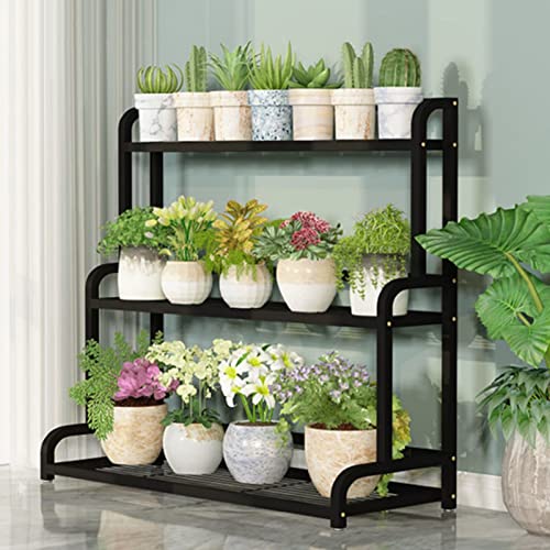 3 Tier Schritt-Stil Metall Pflanzenständer, Mehrere Pflanzer Halter Blumenbank Display Lagerregal, Innen Außen Pflanzenregal Blumenregal (Size : 100x40x102cm) von SOYALS