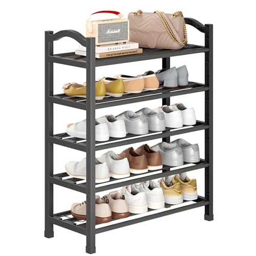 5-Ebenen Schuhregal, Schuhorganizer mit Verstellbarer Ablage, Metall-Schuhablage für Eingangsbereich, Schrank, Schlafzimmer, Wohnzimmer, Garage(80x75x19cm(31.4x29.5x7.5in)) von SOYDAN