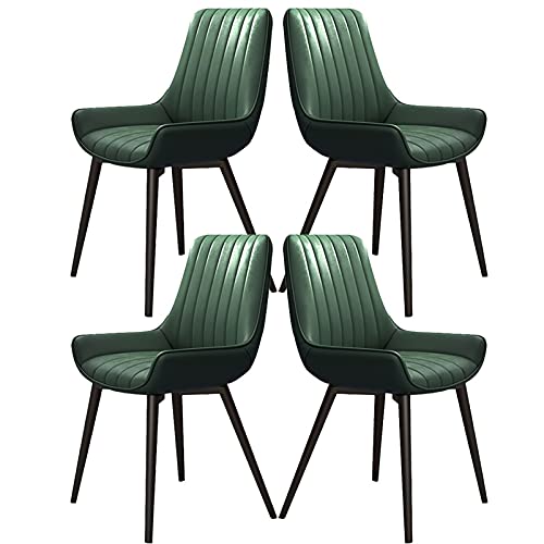 Esszimmerstühle 4er-Set Moderne wasserdichte PU-Leder-Küchenstühle Mit Metallbeinen für Büro-Esszimmer-Küche-Schlafzimmer (Color : Green, Size : Black Leg) von SOYDAN