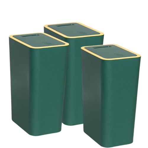 Narrow Plastic Bathroom Waterproof Rubbish Bin with Lid Waste Container with Pop-Up Lid, Small Slim Waste Bin,Leak Proof Trash Can for Kitchen Bedroom, Office, Living Room 3pcs(4,10L) von SOYDAN