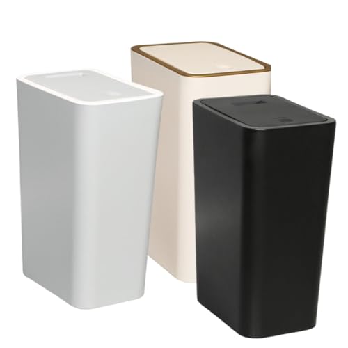 Narrow Plastic Bathroom Waterproof Rubbish Bin with Lid Waste Container with Pop-Up Lid, Small Slim Waste Bin,Leak Proof Trash Can for Kitchen Bedroom, Office, Living Room 3pcs(6,12.5L) von SOYDAN